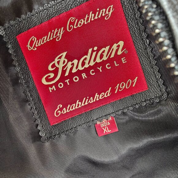 Indian Motorcycle Black Braided Leather Jacket - Picture 11 of 14